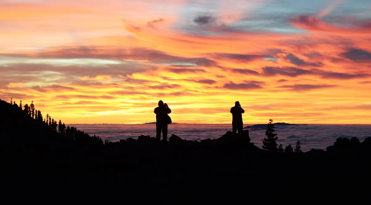 Sunset seen from the high volcanic landscape around Mount Teide